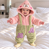 Cozy Christmas Pink Star Plush Baby Onesie