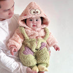 Cozy Christmas Pink Star Plush Baby Onesie