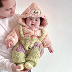 Cozy Christmas Pink Star Plush Baby Onesie