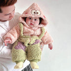 Cozy Christmas Pink Star Plush Baby Onesie