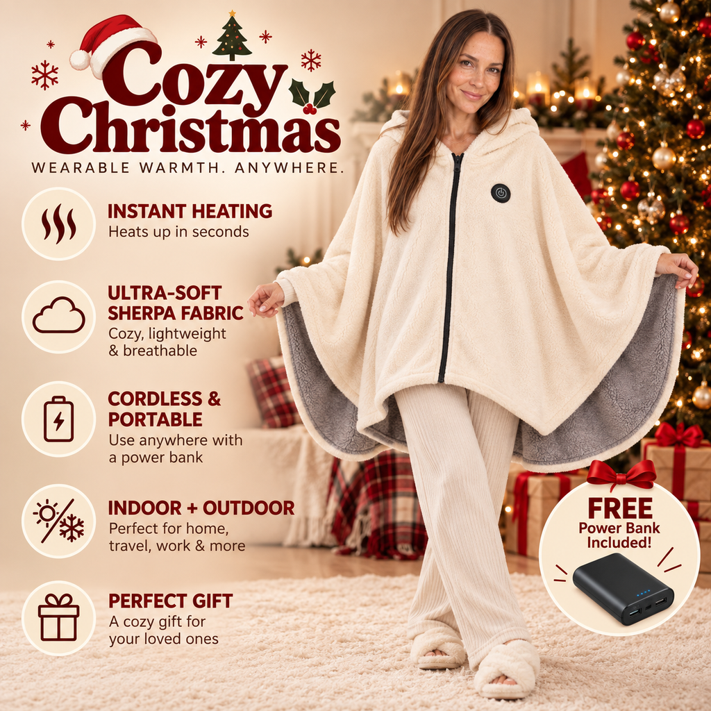 Cozy Christmas heated wearable blanket hero image